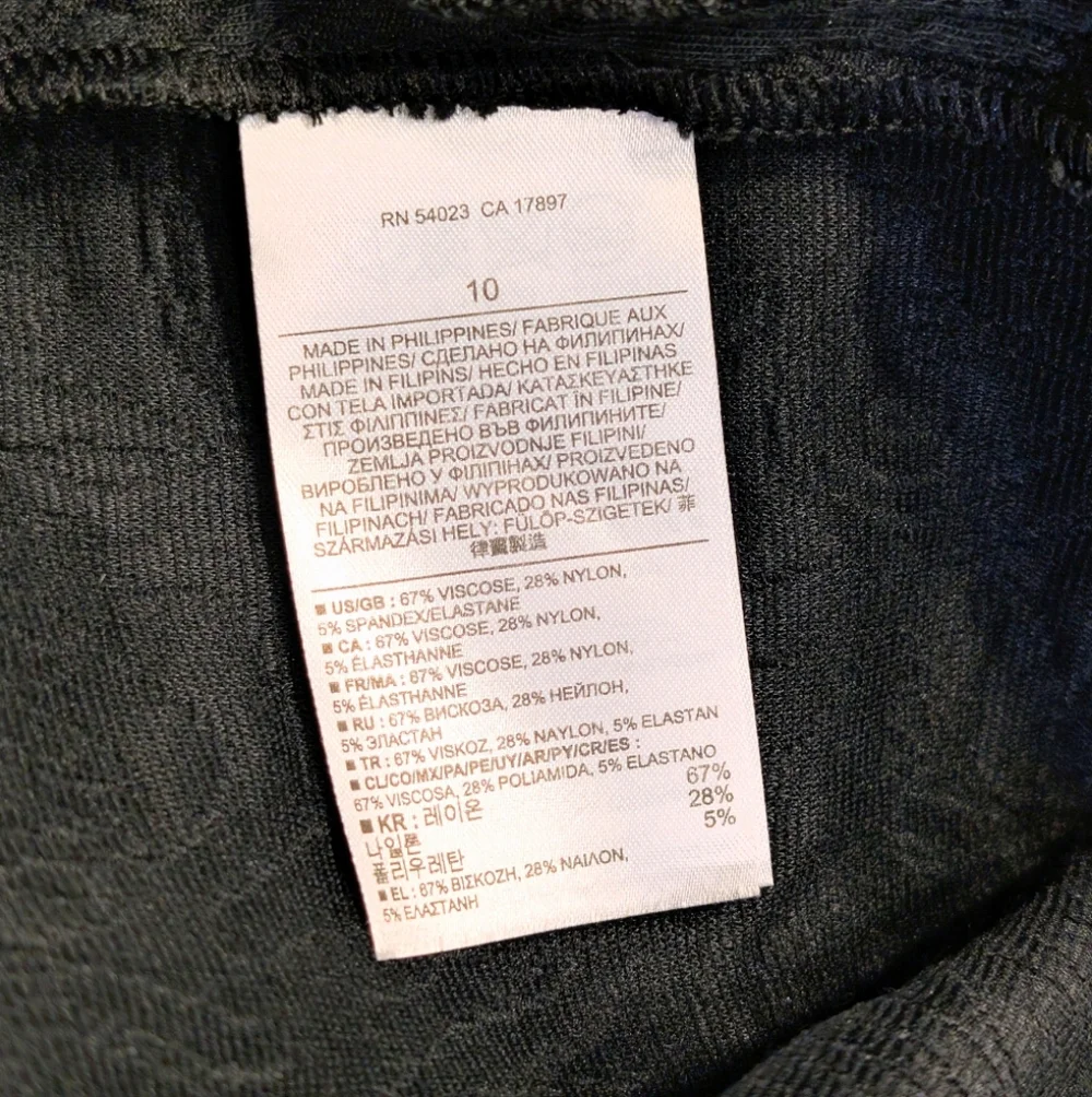 Banana Republic Black Jacquard Textured Long Sleeve Shift Dress Size 10 - Picture 5 of 5